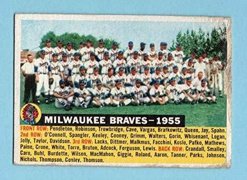 1956 Topps 95 Milwaukee Bátrabbak Csapat Baseball Kártya Alacsony Fokozat - Asztalon Baseball Kártyák