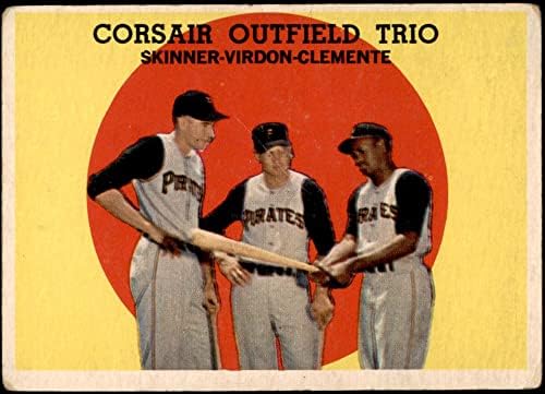 1959 Topps 543 Corsair Mezőny Trió Roberto Clemente/Bill Virdon/Bob Skinner Pittsburgh Pirates (Baseball Kártya) JÓ