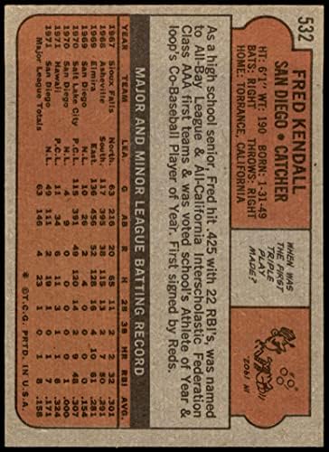 1972 Topps 532 Fred Kendall San Diego Padres (Baseball Kártya) EX/MT Padres