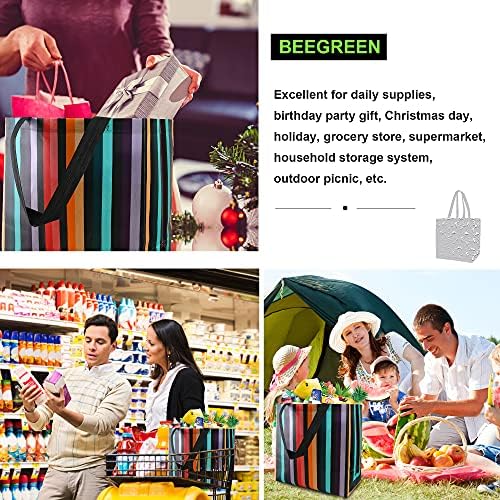 BeeGreen 6 Csomagolás Újrahasználható Tote Bags Vásárolni Nagy Ajándék Táskák Könnyű, Gazdálkodó, Piaci Zöldséges Shopper