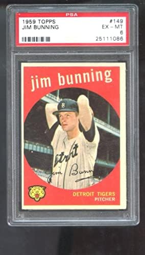 1959 Topps 149 Jim Bunning PSA 6 Osztályozott Baseball Kártya MLB Detroit Tigers - Asztalon Baseball Kártyák