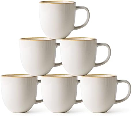 AmorArc 12oz Kávés Bögre, Kerámia Kávés Bögre készlet 6 Férfi, Nő, Anya, Apa, Modern kávéscsészék kezelni a Latte/Capuccino/Tejet/Kakaót.