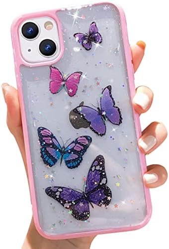 wzjgzdly Pillangó Bling Tiszta Ügy Kompatibilis az iPhone 13, Csillogó Esetben a Nők, Csinos, Vékony, Puha, Csúszásmentes