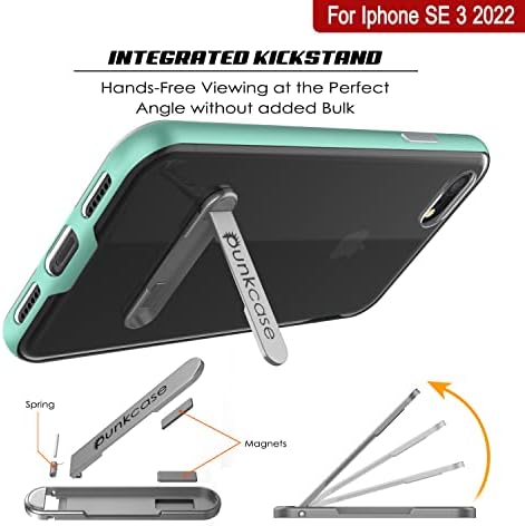Punkcase iPhone SE 2022-Ügyben [Lucid 3.0 Sorozat] [Slim Fit] [Hátul] védőburkolat W/Állvány, Integrált & PUNKSHIELD