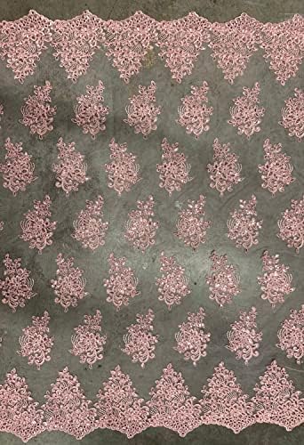 Brianna Rózsaszín Poliészter Virágos Hímzéssel, a Flitter a Háló Csipke Anyagból, A gyár által - 10020