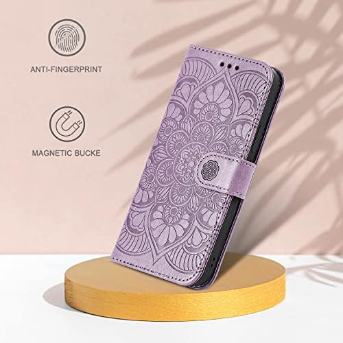 Ateeky iPhone 13 Mini Tárca az Esetben,Védő PU Bőr Flip Cover Hitel Kártya Slot [Mágneses Bezárása] iPhone 13 Mini (Lila)