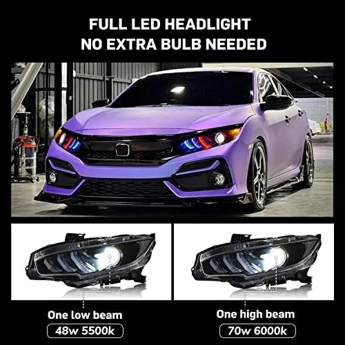 UQZ LED Fényszórók 10 Generációs Honda Civic -2021, Fényszórók Tartozékok Polgári EX/LX/Sport/Túra/Si/R Típusú a