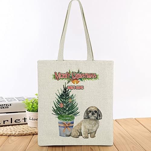 Boldog Karácsonyt Kutyája Mikulás Helper Cserepes Növények, Fenyő Harangok, díszdobozok Táska Nő Vicces Esztétikai Táska