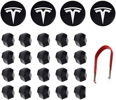 Volán Központ Kap Kit a Tesla-3,Kit Csomag 1 Tesla Logó Kerék Caps + Center Hub Dió,Tesla Model Y S&X (Ezüst)